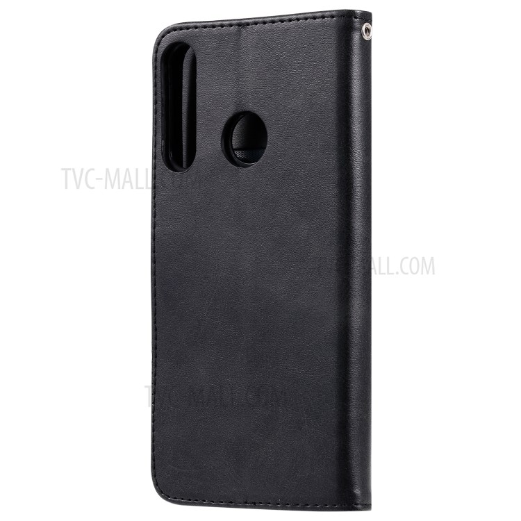 Zipper Pocket PU Leather Wallet Case Stand Phone Cover for Huawei P40 Lite E / Y7p - Black-6