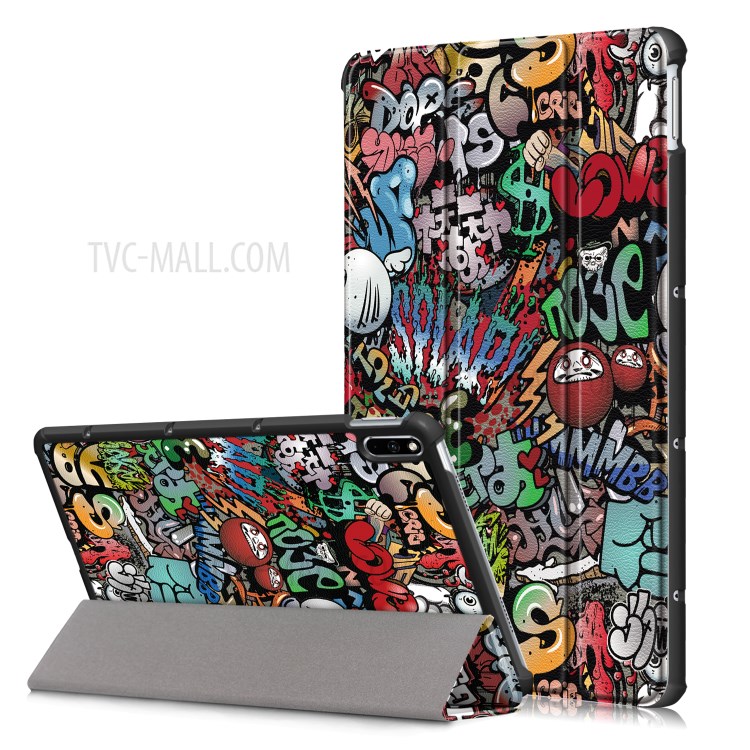 Pattern Printing Tri-fold Stand Leather Smart Case for Huawei MatePad - Cartoon Pattern-1