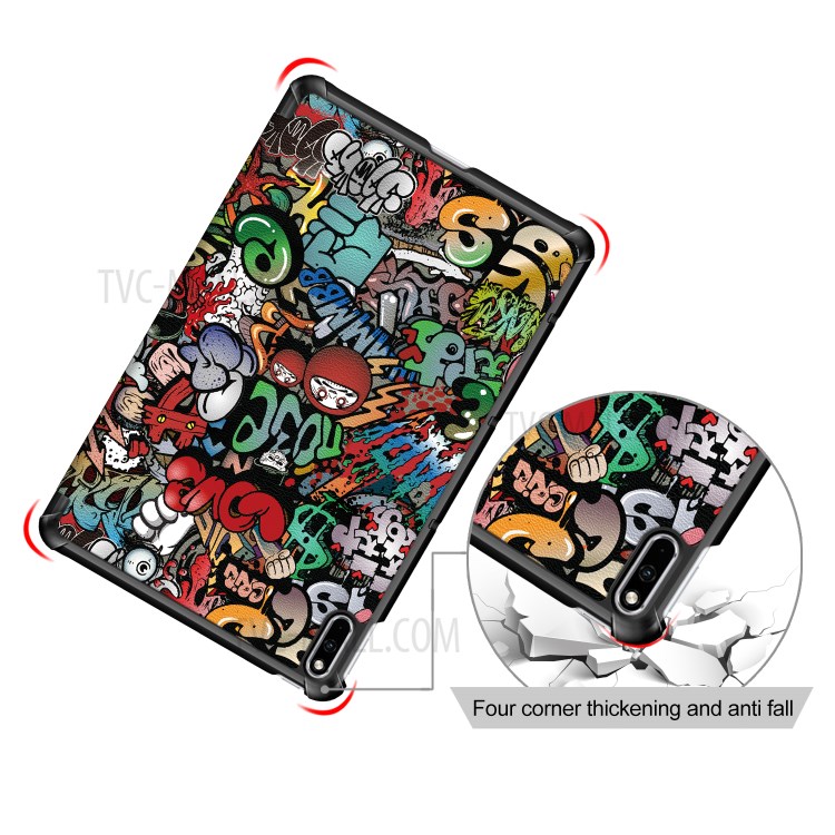 Pattern Printing Tri-fold Stand Leather Smart Case for Huawei MatePad - Cartoon Pattern-2