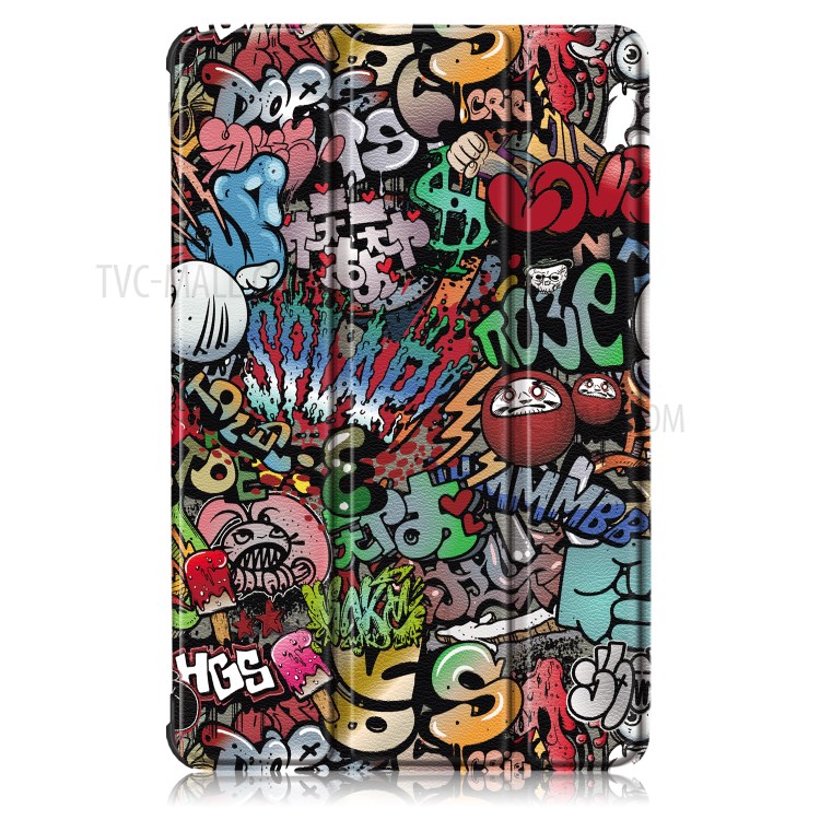 Pattern Printing Tri-fold Stand Leather Smart Case for Huawei MatePad - Cartoon Pattern-4