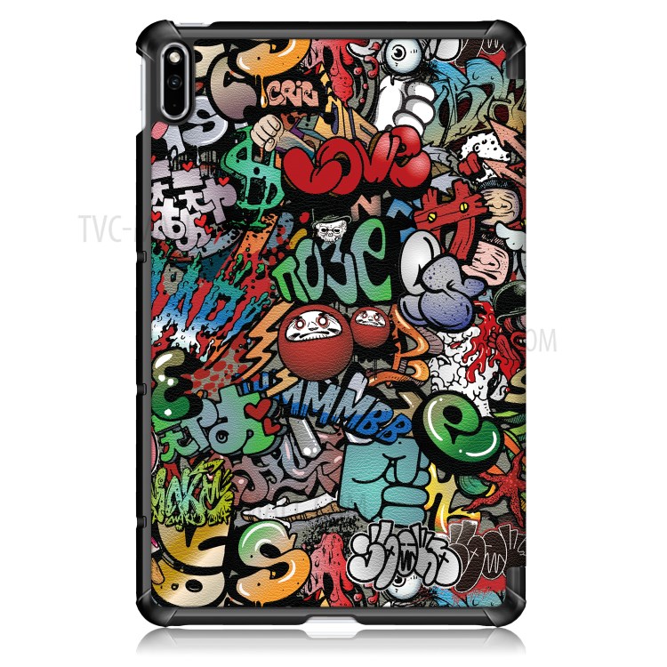 Pattern Printing Tri-fold Stand Leather Smart Case for Huawei MatePad - Cartoon Pattern-5