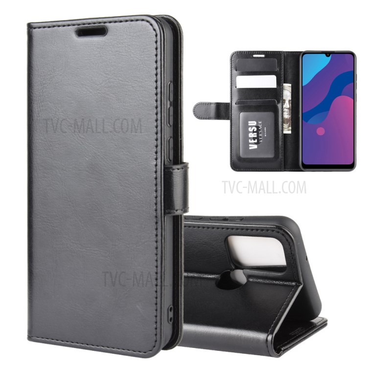 Crazy Horse Wallet Leather Stand Case for Honor Play 9A - Black-1