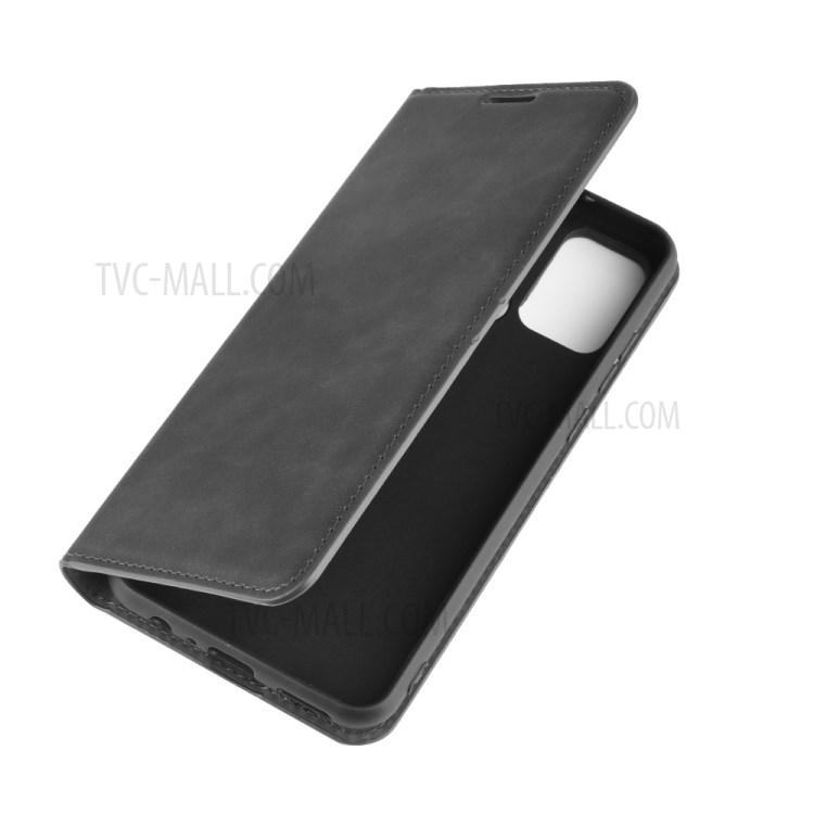 Silky Touch Leather Wallet Protection Case Phone Flip Cover for Honor Play 9A - Black-7