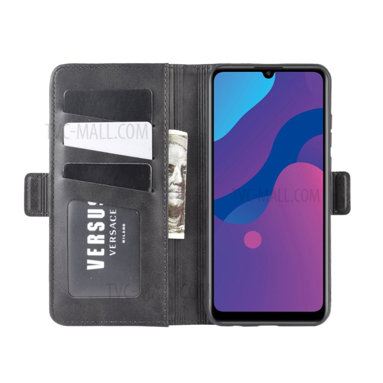 Magnet Adsorption Leather Wallet Stand Phone Shell Cover for Honor Play 9A - Black-5