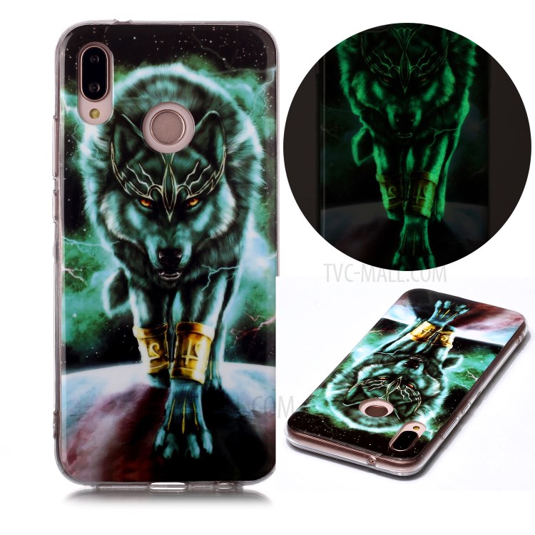 Noctilucent Patterned IMD TPU Shell for Huawei P20 Lite (2018) / Nova 3e (China) - Wolf-1