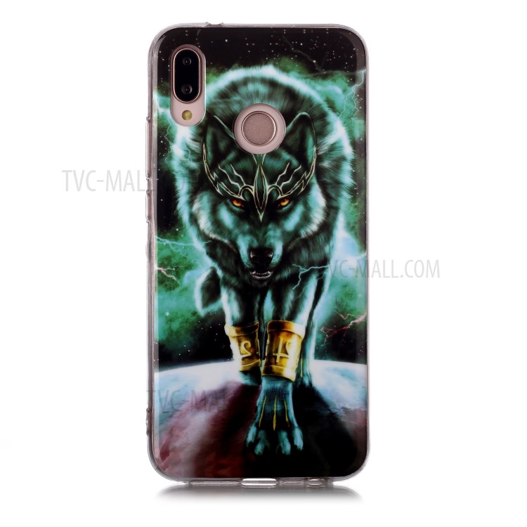 Noctilucent Patterned IMD TPU Shell for Huawei P20 Lite (2018) / Nova 3e (China) - Wolf-2