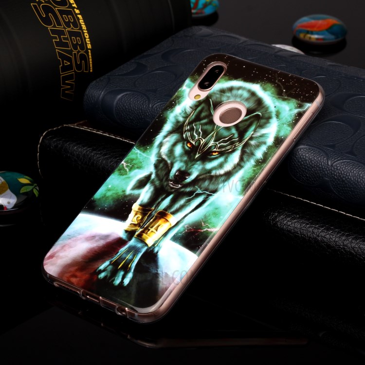 Noctilucent Patterned IMD TPU Shell for Huawei P20 Lite (2018) / Nova 3e (China) - Wolf-4
