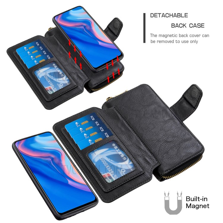 Zipper Wallet Leather Protective Cover for Huawei P Smart Z/Y9 Prime 2019 - Black-5