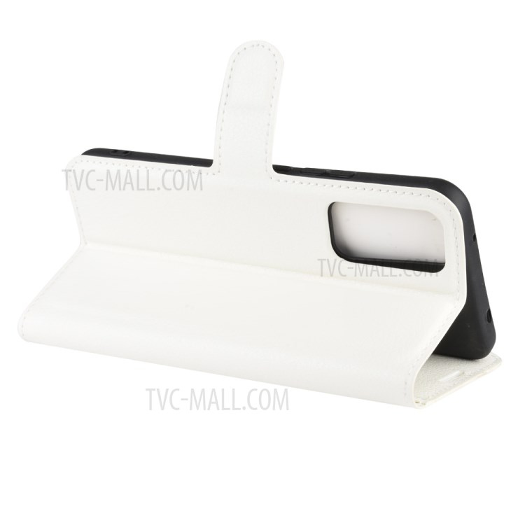 Litchi Grain Wallet Stand Leather Phone Shell for Honor 30 - White-5