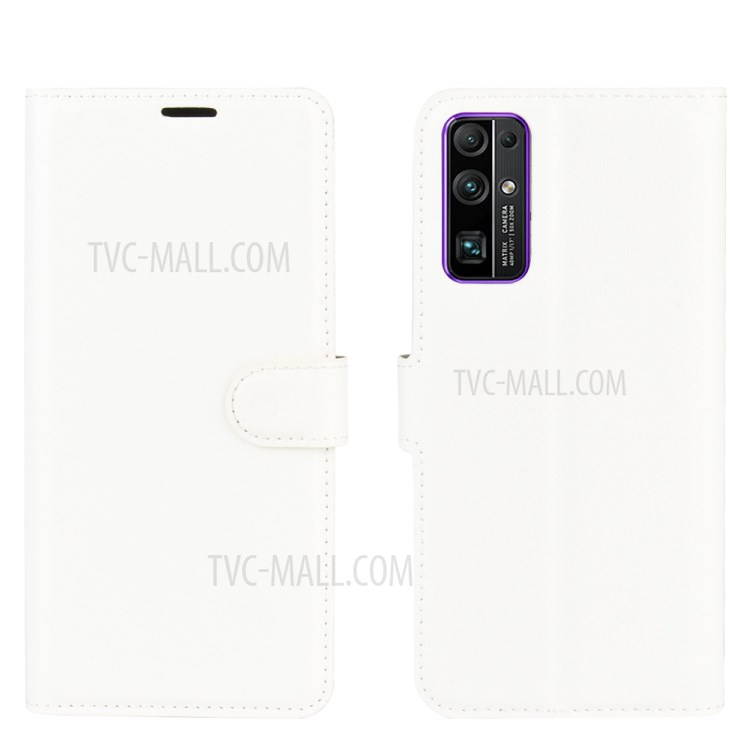 Litchi Grain Wallet Stand Leather Phone Shell for Honor 30 - White-6