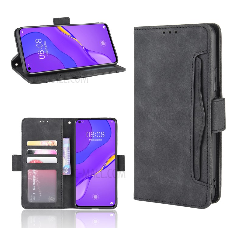 Multiple Card Slots Stand Leather Cell Phone Cover for Huawei nova 7 5G - Black-1