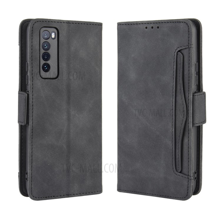 Multiple Card Slots Stand Leather Cell Phone Cover for Huawei nova 7 5G - Black-2