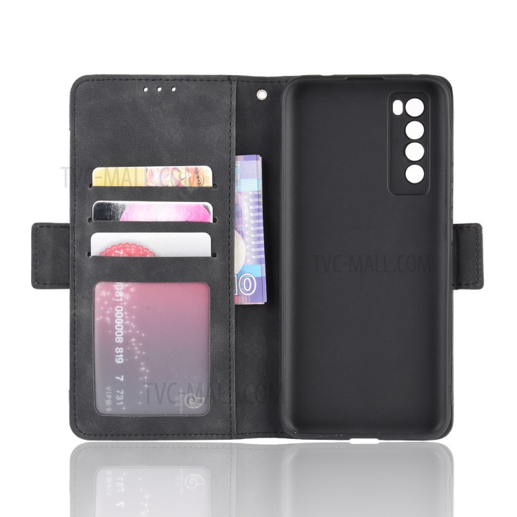 Multiple Card Slots Stand Leather Cell Phone Cover for Huawei nova 7 5G - Black-4