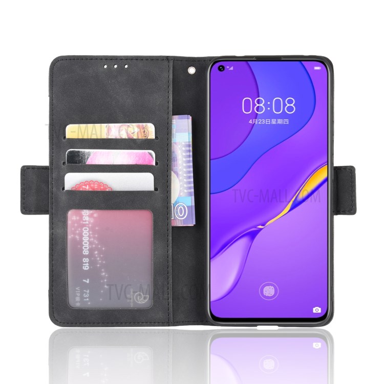 Multiple Card Slots Stand Leather Cell Phone Cover for Huawei nova 7 5G - Black-5