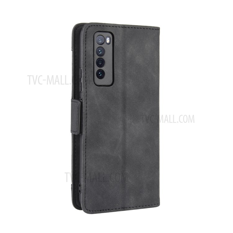 Multiple Card Slots Stand Leather Cell Phone Cover for Huawei nova 7 5G - Black-7