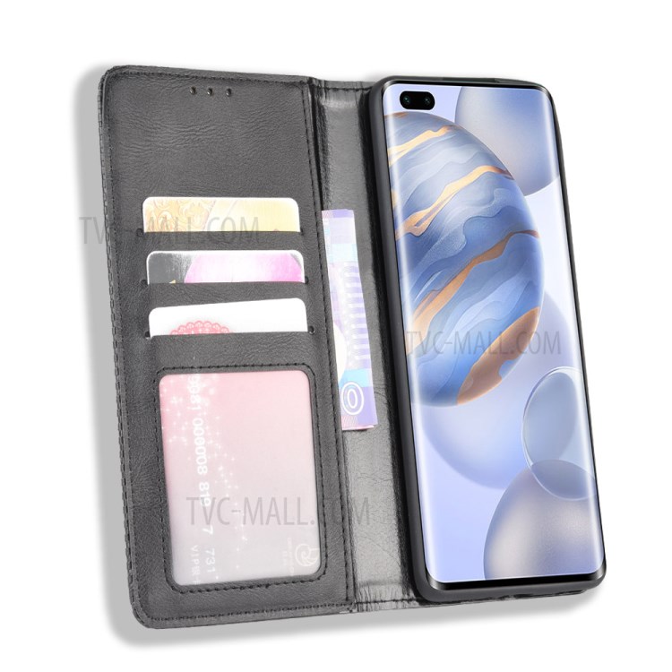 Retro Leather with Wallet Phone Case for Honor 30 Pro - Black-4