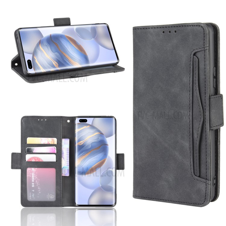 Multiple Card Slots Magnetic PU Leather Shell with Stand for Honor 30 Pro - Black-1