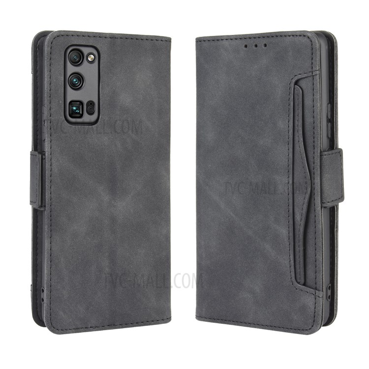 Multiple Card Slots Magnetic PU Leather Shell with Stand for Honor 30 Pro - Black-2
