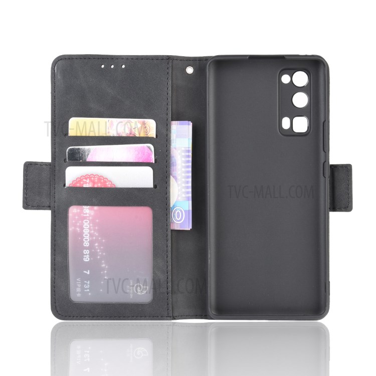 Multiple Card Slots Magnetic PU Leather Shell with Stand for Honor 30 Pro - Black-4