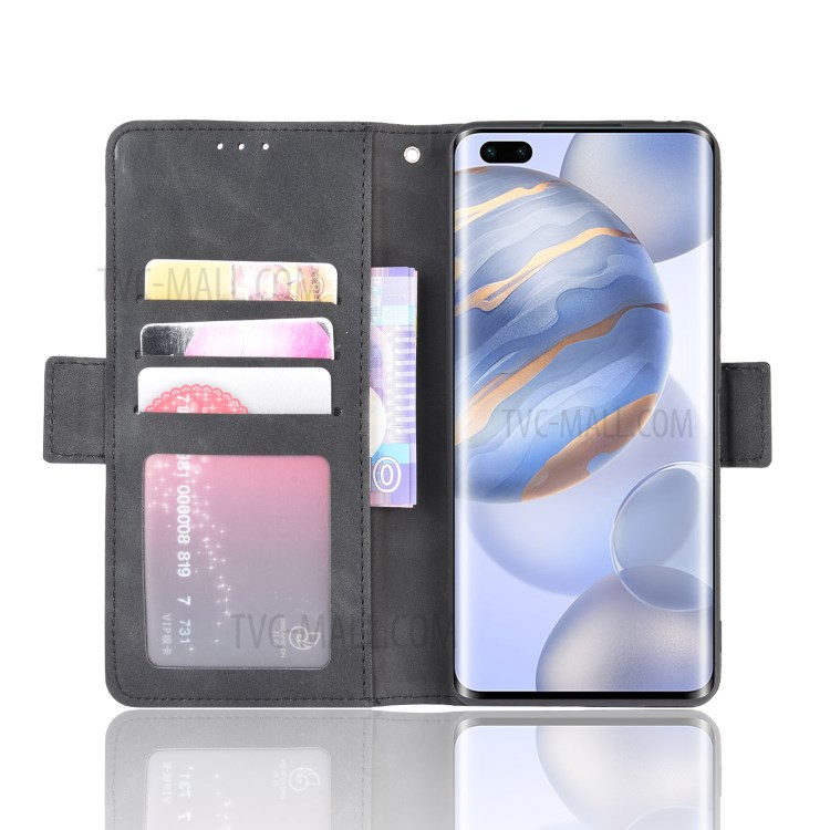 Multiple Card Slots Magnetic PU Leather Shell with Stand for Honor 30 Pro - Black-5