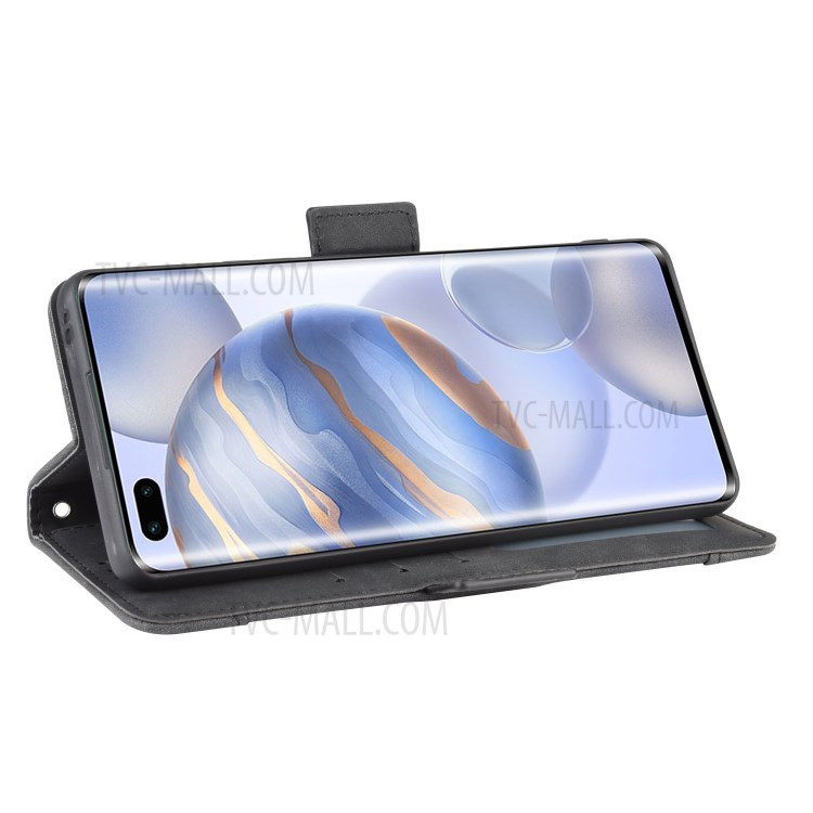Multiple Card Slots Magnetic PU Leather Shell with Stand for Honor 30 Pro - Black-6