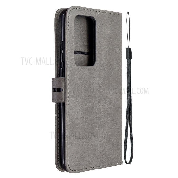 Wallet Stand PU Leather Magnetic Mobile Phone Case for Huawei P40 Pro - Grey-3