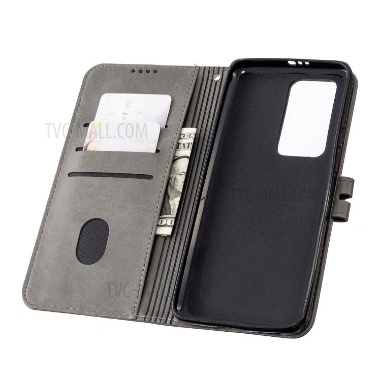 Wallet Stand PU Leather Magnetic Mobile Phone Case for Huawei P40 Pro - Grey-6