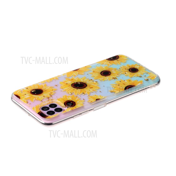 Glitter Sequins Inlaid Patterned TPU Soft Cover for Huawei P40 lite/nova 6 SE/Nova 7i - Sunflower-3