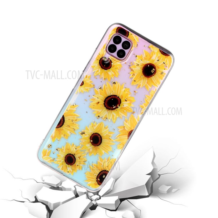 Glitter Sequins Inlaid Patterned TPU Soft Cover for Huawei P40 lite/nova 6 SE/Nova 7i - Sunflower-4