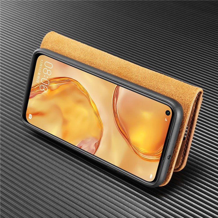 DG.MING Detachable 2-in-1 Split Leather Cover + PC Shell for Huawei P40 Lite/Nova 6 SE/Nova 7i - Brown-7