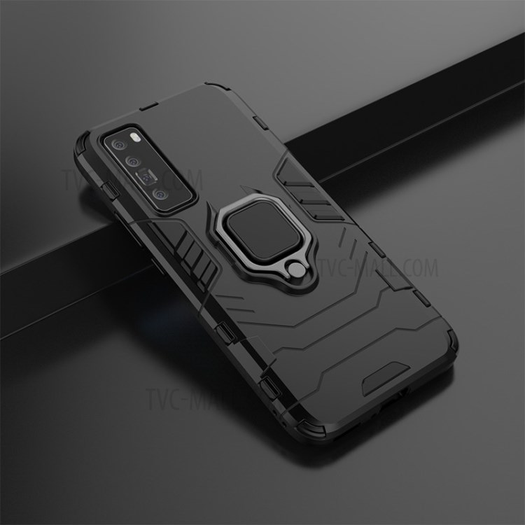 For Huawei nova 7 5G Ring Holder Kickstand Hybrid PC + TPU Case Accessory - Black-8