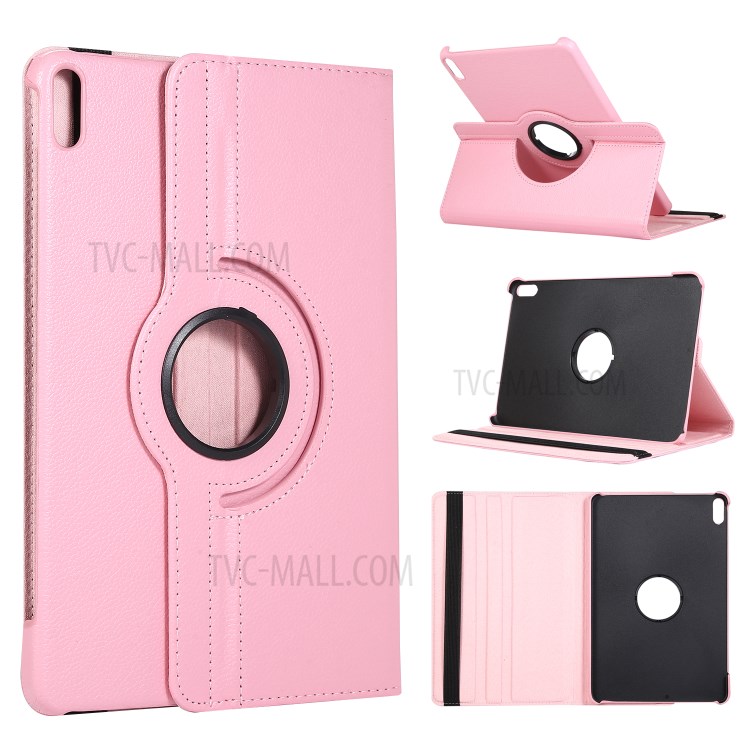 Litchi Skin Leather with 360 Degree Rotary Stand Tablet Case for Huawei MatePad - Pink-1