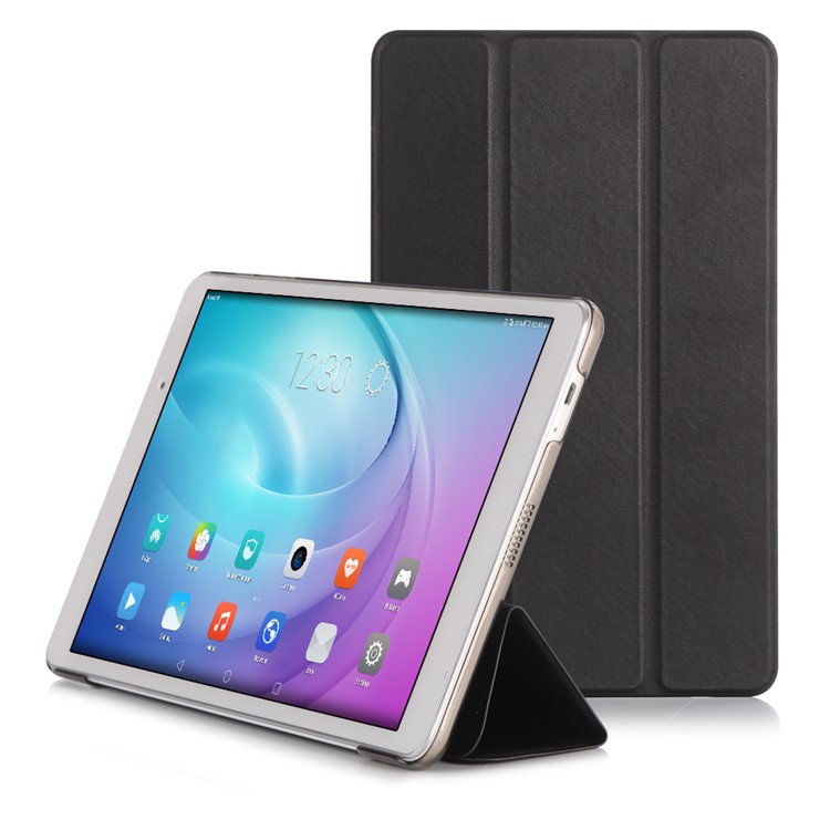 Slim Tri-fold Leather Stand Case for Huawei MediaPad T2 10.0 Pro - Black-1