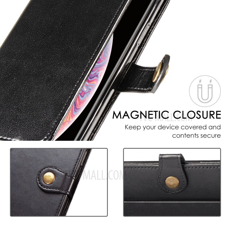 Round Buckle Wallet Leather Stand Case for Huawei P40 Lite 4G / Nova 7i / Nova 6 SE - Black-10