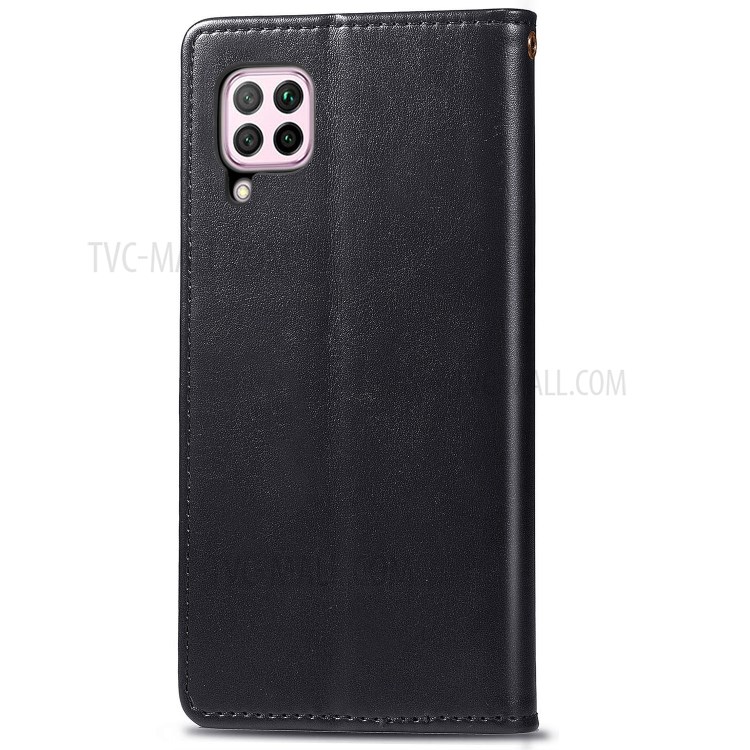 Round Buckle Wallet Leather Stand Case for Huawei P40 Lite 4G / Nova 7i / Nova 6 SE - Black-3