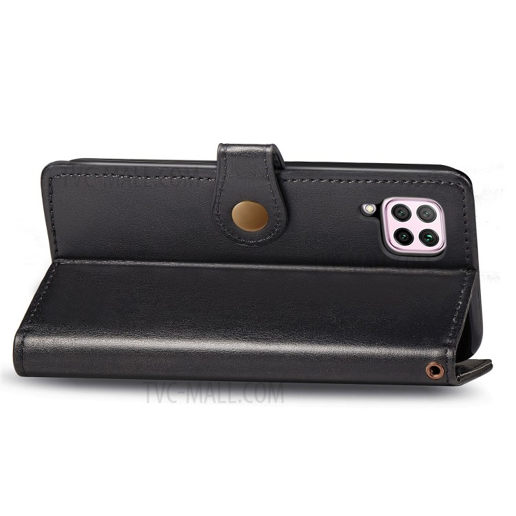 Round Buckle Wallet Leather Stand Case for Huawei P40 Lite 4G / Nova 7i / Nova 6 SE - Black-6