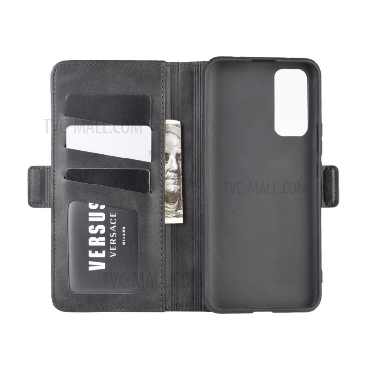 Double Magnetic Clasp Leather with Wallet Shell for Honor 30 - Black-4