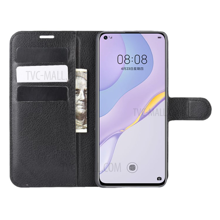 Litchi Skin with Wallet Leather Shell for Huawei nova 7 5G - Black-4