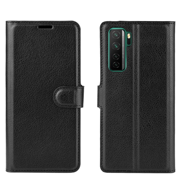 Litchi Skin Wallet Leather Stand Case for Huawei P40 Lite 5G/nova 7 SE - Black-9