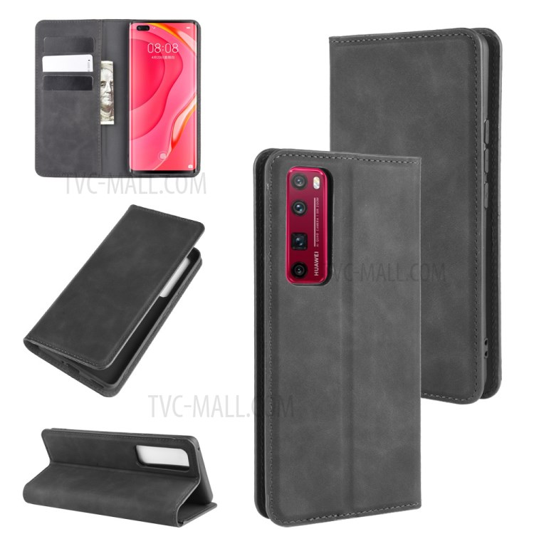 Silky Touch Leather Case for Huawei nova 7 Pro 5G - Black-1