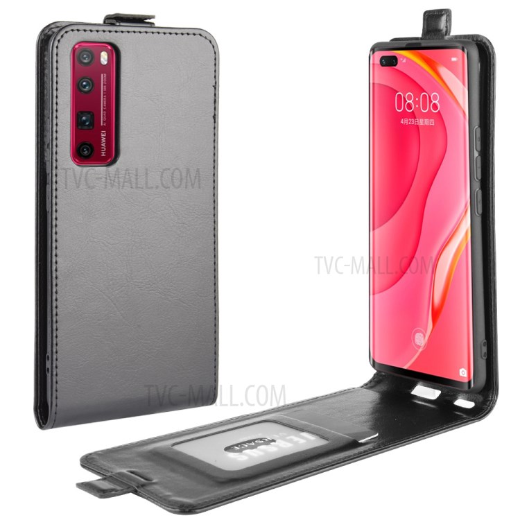 Crazy Horse Skin Vertical Flip Leather Protective Phone Case for Huawei nova 7 Pro 5G - Black-1