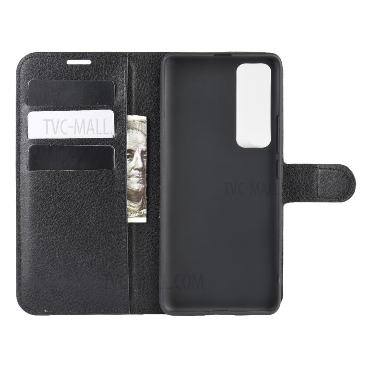 Litchi Skin Magnetic Leather Stand Case for Huawei nova 7 Pro 5G - Black-3