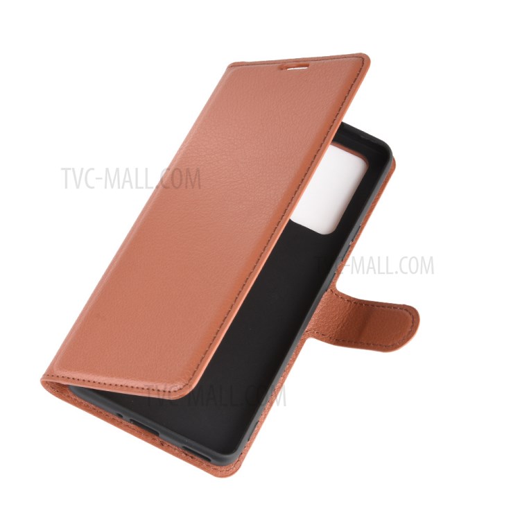 Litchi Skin PU Leather Wallet Stand Cell Phone Cover for Honor 30 Pro - Brown-2