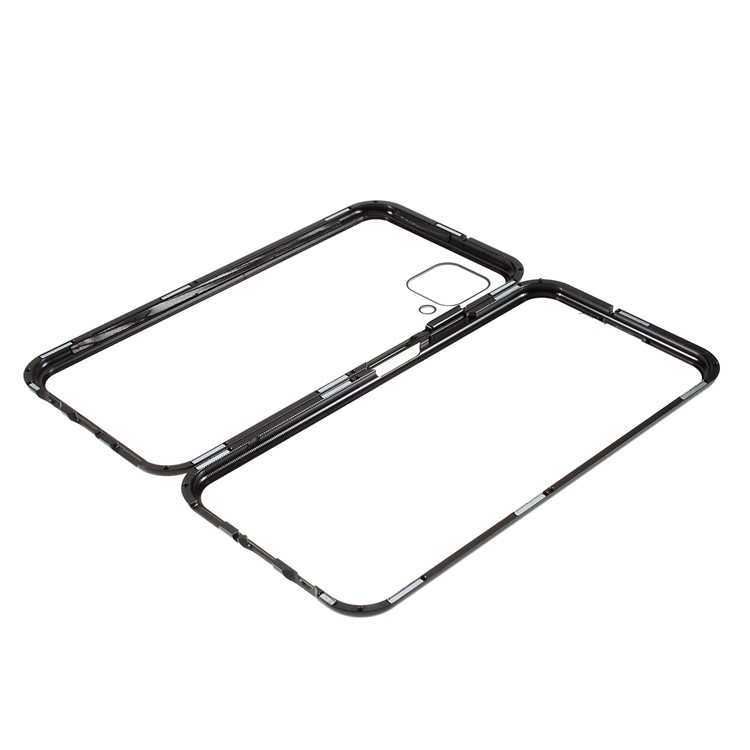 Telaio In Metallo Adsorbimento Magnetico Rivestimento Completo + Custodia Per Telefono In Vetro Temperato Per Huawei P40 Lite 4G / Nova 6 SE / Nova 7i - Nero