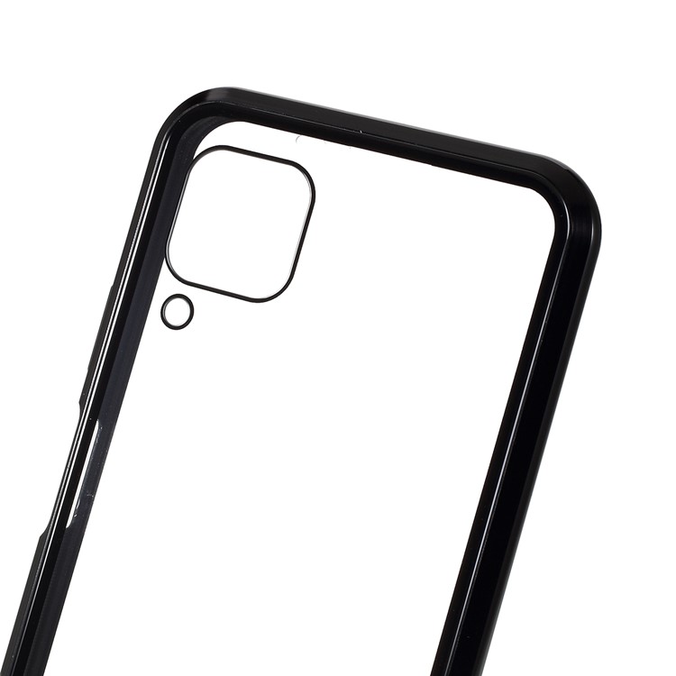 Cobertura Completa Frame De Metal De Adsorção Magnética + Case De Telefone De Vidro Temperado Para Huawei P40 Lite 4G / Nova 6 SE / Nova 7i - Preto