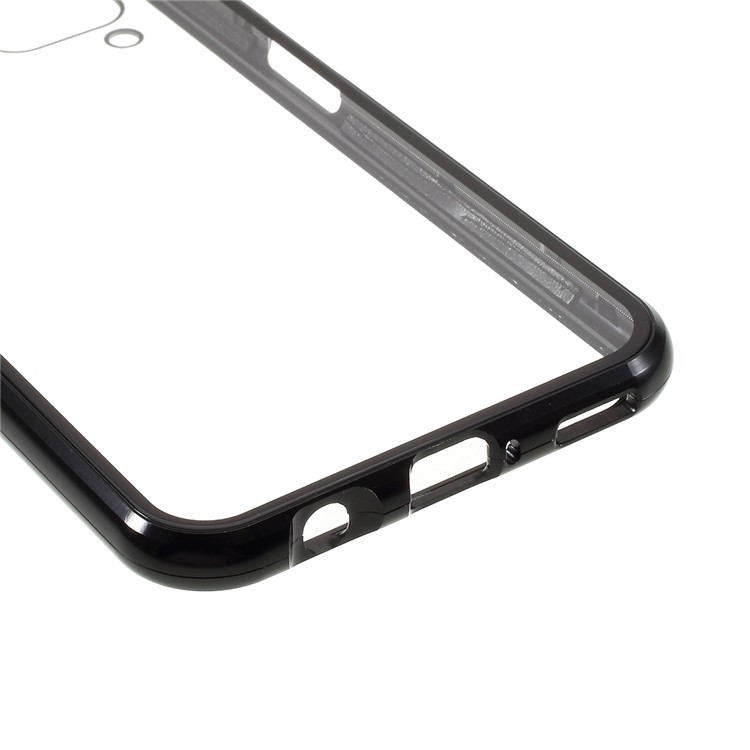 Telaio In Metallo Adsorbimento Magnetico Rivestimento Completo + Custodia Per Telefono In Vetro Temperato Per Huawei P40 Lite 4G / Nova 6 SE / Nova 7i - Nero