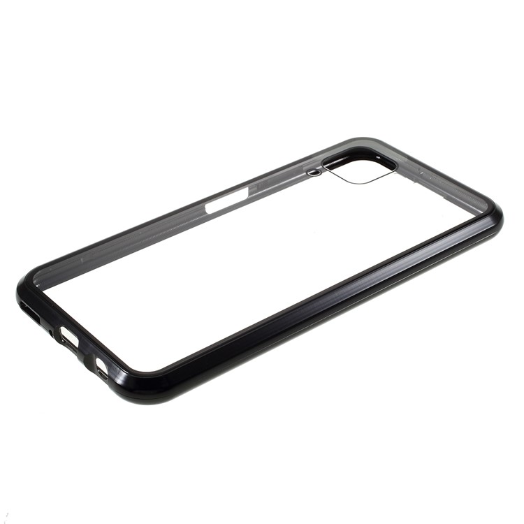 Telaio In Metallo Adsorbimento Magnetico Rivestimento Completo + Custodia Per Telefono In Vetro Temperato Per Huawei P40 Lite 4G / Nova 6 SE / Nova 7i - Nero