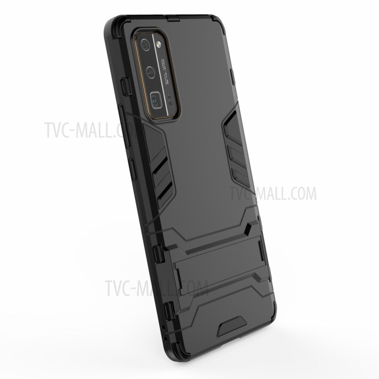 Cool Guard PC + TPU Combo Cover with Kickstand for Honor 30 Pro - Black-5