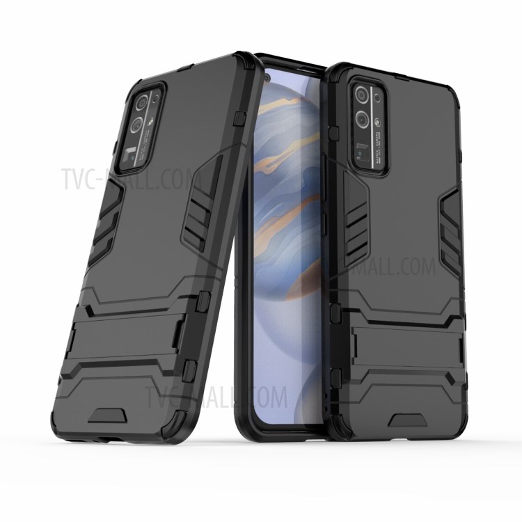 Plastic + TPU Shell with Kickstand for Honor 30 - Black-1