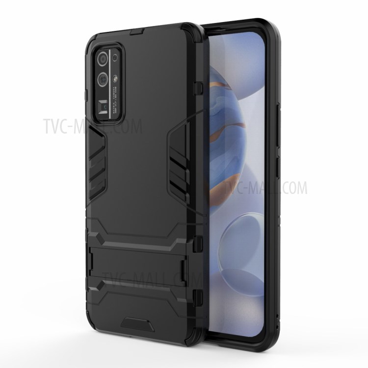 Plastic + TPU Shell with Kickstand for Honor 30 - Black-2